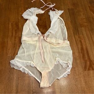 NWT We Are HAH Sheer Lace Ruffle Bodysuit Lingerie Size XL